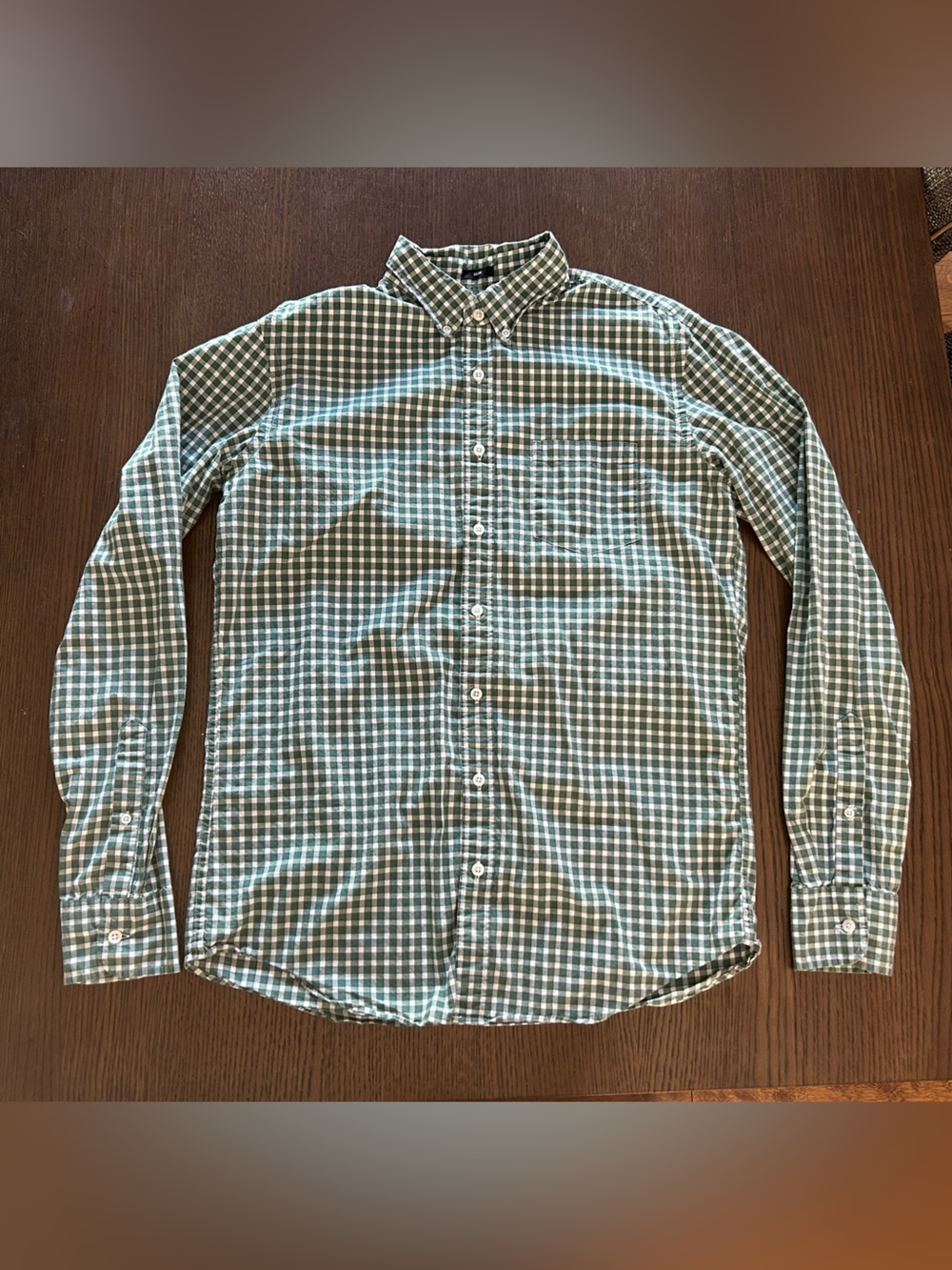 Men's J. Crew Green Gingham Long-Sleeve Button-Down Shirt